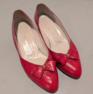 Vintage Red Genuine Leather Heels
